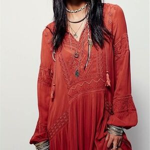 Bohemian hippie long sleeve boho dress